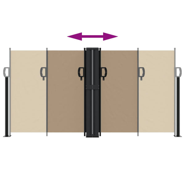 Sisäänvedettävä sivumarkiisi ruskeanharmaa 120x600 cm