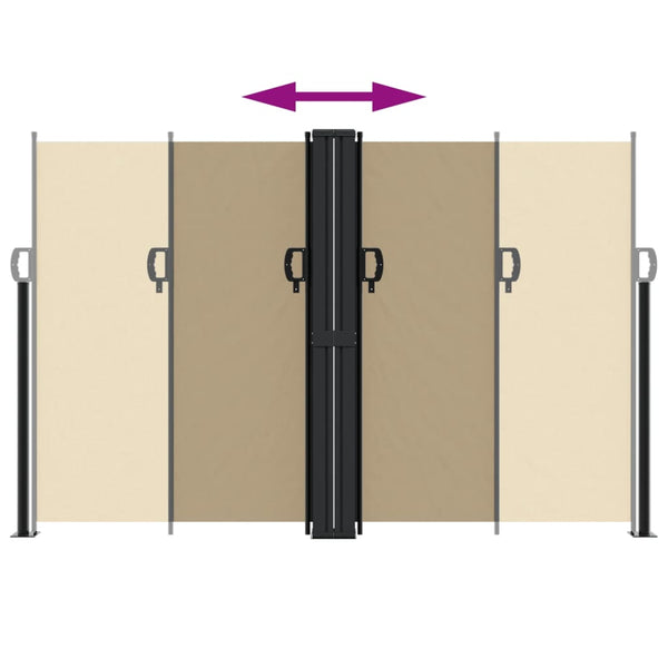 Beige sisäänvedettävä sivumarkiisi Ulmu 160x600cm