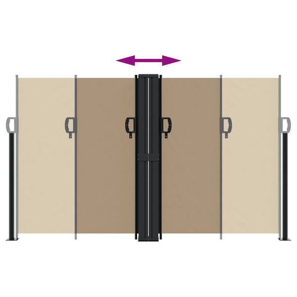 Sisäänvedettävä sivumarkiisi ruskeanharmaa 140x1000 cm