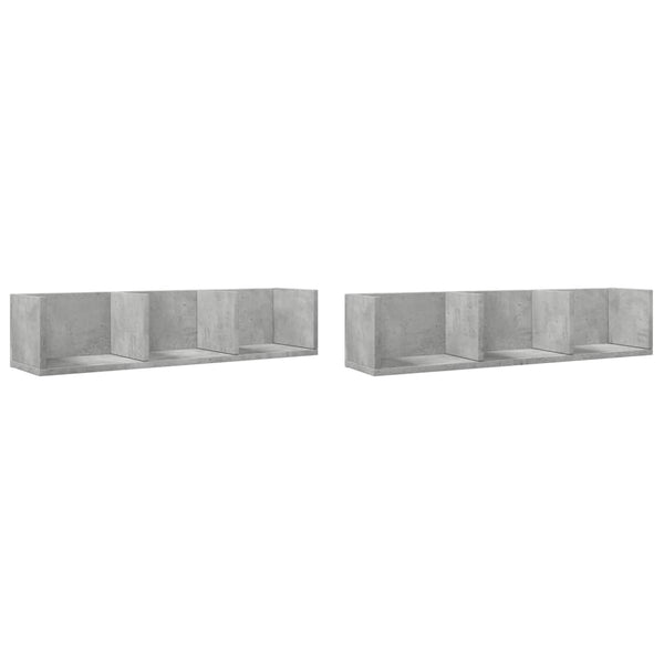Seinäkaapit 2 kpl betoninharmaa 75x18x16,5 cm tekninen puu