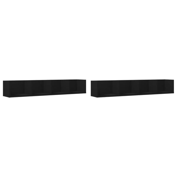 Seinäkaapit 2 kpl musta 99x18x16,5 cm tekninen puu