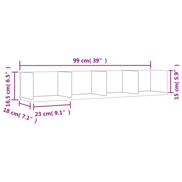 Seinäkaapit 2 kpl ruskea tammi 99x18x16,5 cm tekninen puu