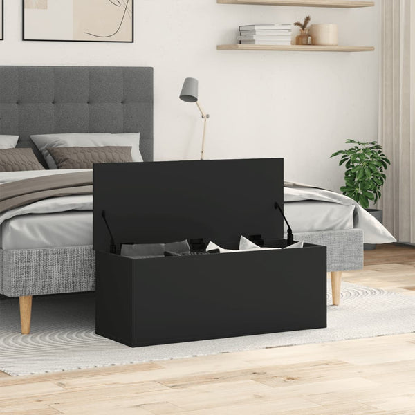 Säilytyslaatikko musta 90x35x35 cm tekninen puu