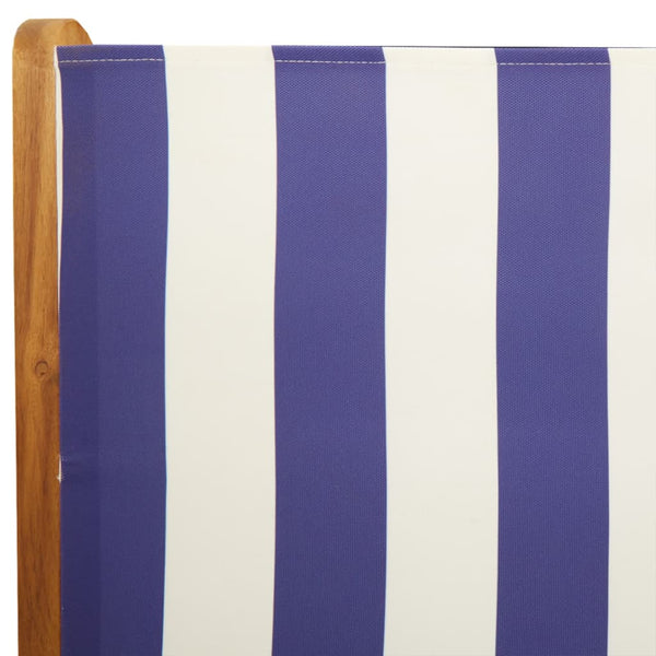 Puutarhanojatuolit 4 kpl sinivalkoinen kangas / täysi akasiapuu