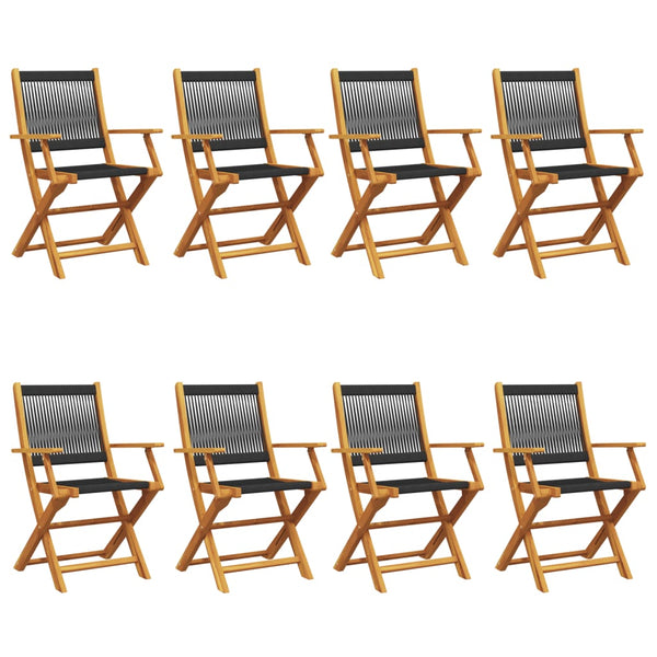 Musta taitettavat puutarhatuolit Nectare 8 kpl (akasiapuu)