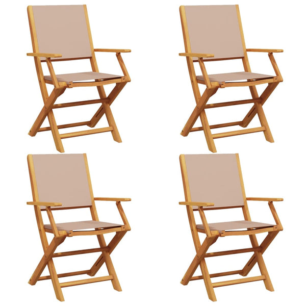 Taitettavat puutarhatuolit 4 kpl taupe kangas ja täysi puu