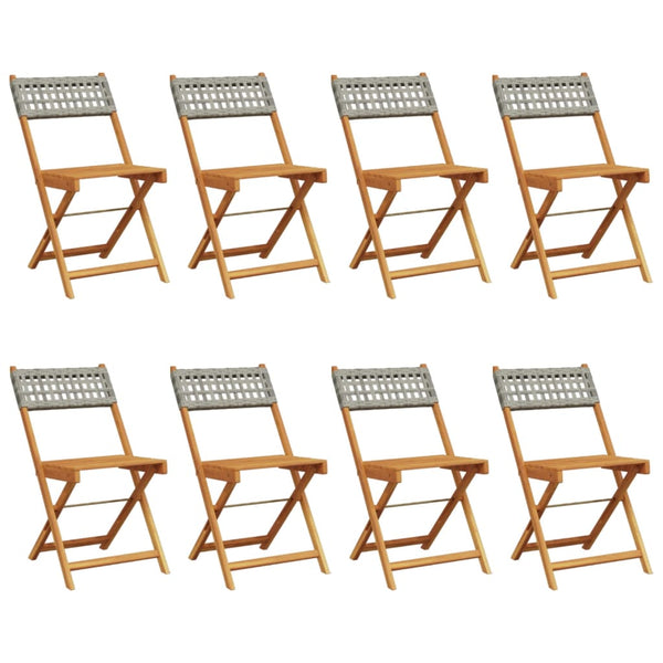 Harmaa taitettavat puutarhatuolit Sulta 8 kpl (polyrottinki ja puu)