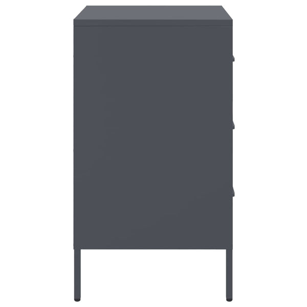 Yöpöydät 2 kpl antrasiitti 36x39x68 cm kylmävalssattu teräs