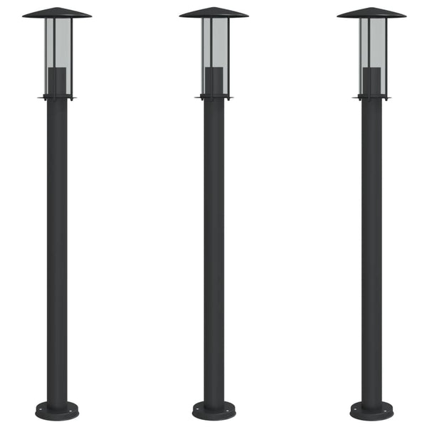 Pylväsvalaisimet 3 kpl musta 100 cm ruostumaton teräs