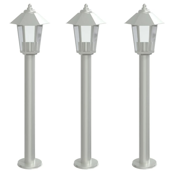 Pylväsvalaisimet 3 kpl hopea 80 cm ruostumaton teräs
