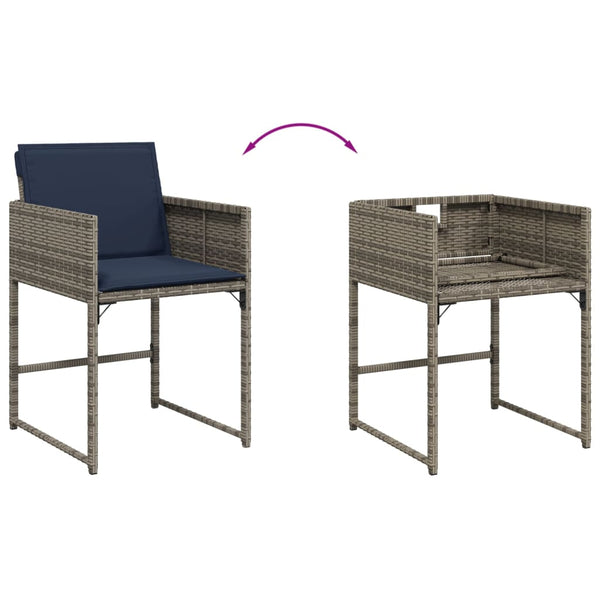 Puutarhatuolit tyynyillä 4 kpl harmaa polyrottinki