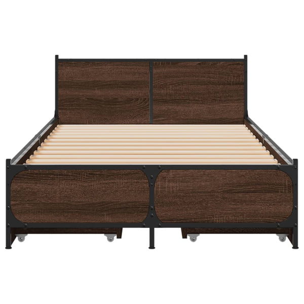 Sängynrunko laatikoilla ruskea tammi 100x200 cm tekninen puu