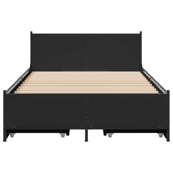 Sängynrunko laatikoilla musta 75x190 cm tekninen puu