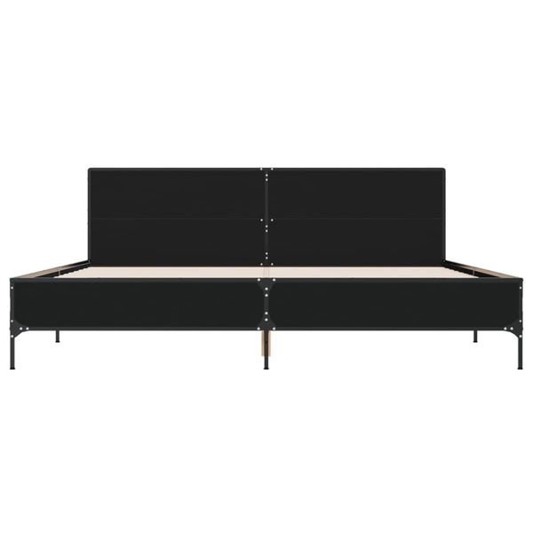 Sängynrunko musta 180x200 cm tekninen puu ja metalli