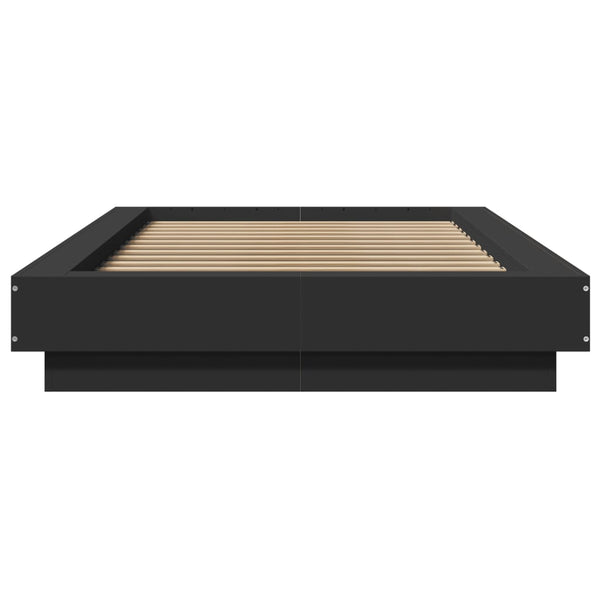 Sängynrunko LED-valoilla musta 90x190 cm tekninen puu