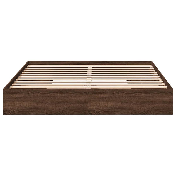 Sängynrunko laatikoilla ruskea tammi 200x200 cm tekninen puu