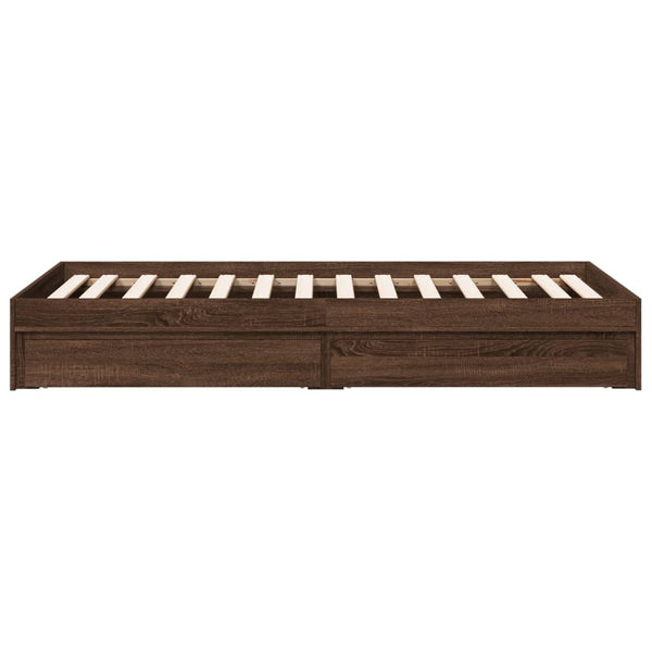 Sängynrunko laatikoilla ruskea tammi 75x190 cm tekninen puu