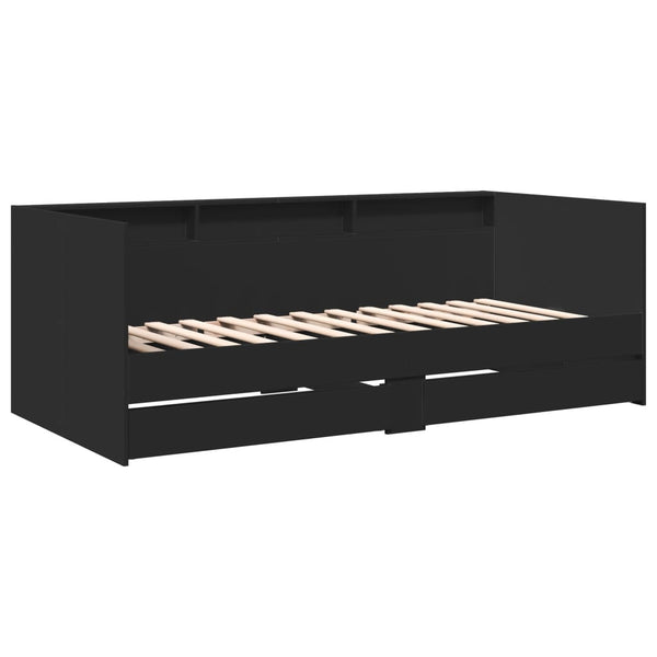 Musta vuodesohva laatikoilla ei patjaa Invalizilor 90x200cm