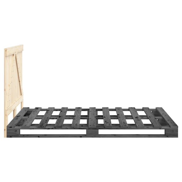 Sängynrunko päätylevyllä harmaa 140x200 cm täysi mänty