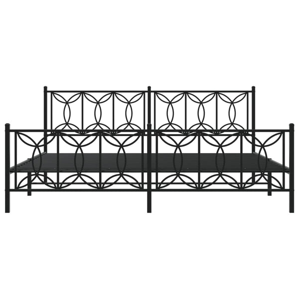 Metallinen sängynrunko päädyillä musta 193x203 cm