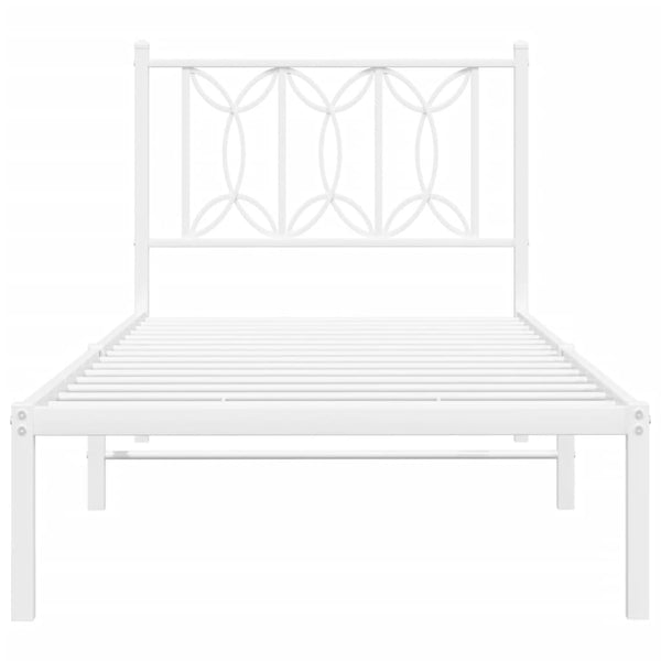 Metallinen sängynrunko päädyllä valkoinen 80x200 cm