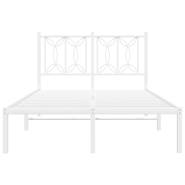 Metallinen sängynrunko päädyllä valkoinen 120x190 cm