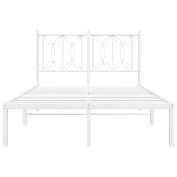 Metallinen sängynrunko päädyllä valkoinen 120x200 cm