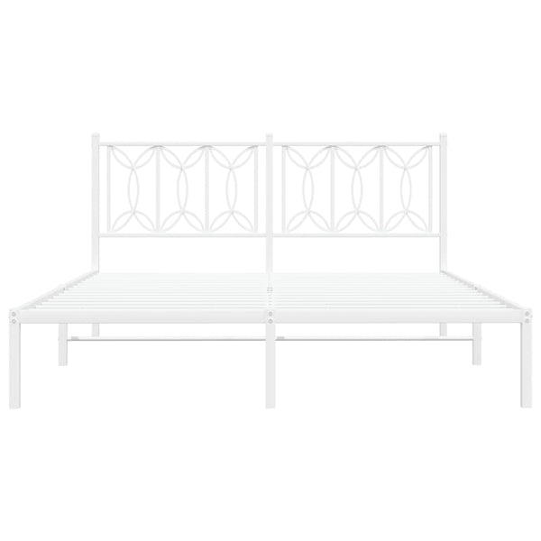 Metallinen sängynrunko päädyllä valkoinen 150x200 cm