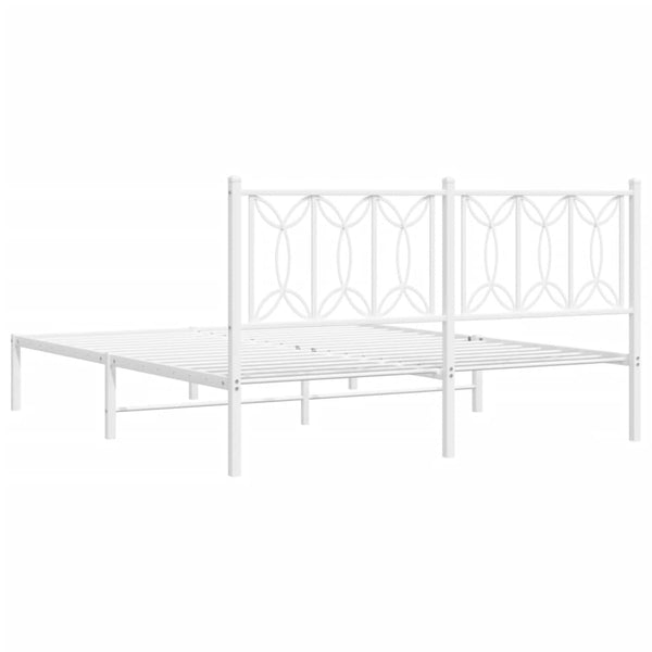 Metallinen sängynrunko päädyllä valkoinen 150x200 cm