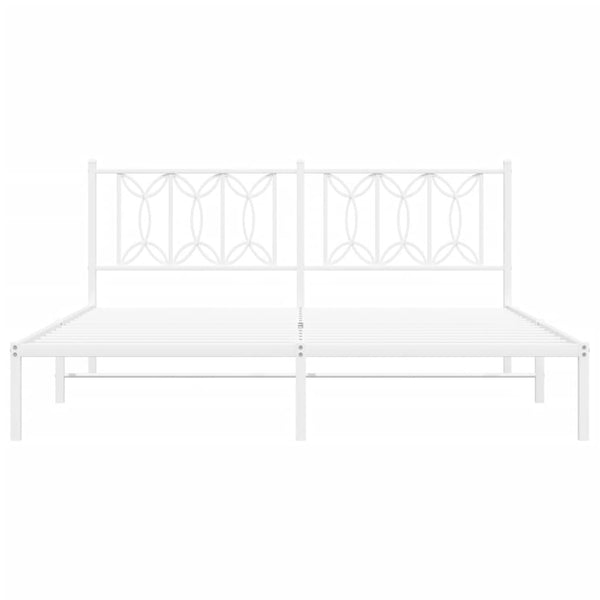 Metallinen sängynrunko päädyllä valkoinen 183x213 cm