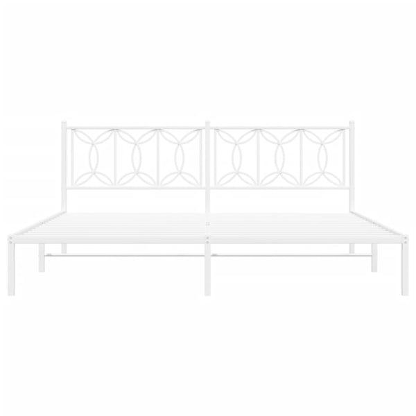 Metallinen sängynrunko päädyllä valkoinen 193x203 cm