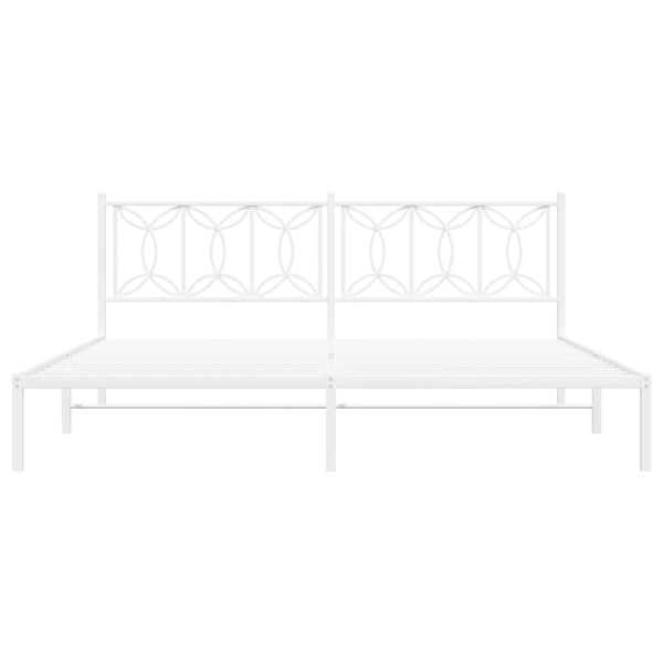 Metallinen sängynrunko päädyllä valkoinen 200x200 cm