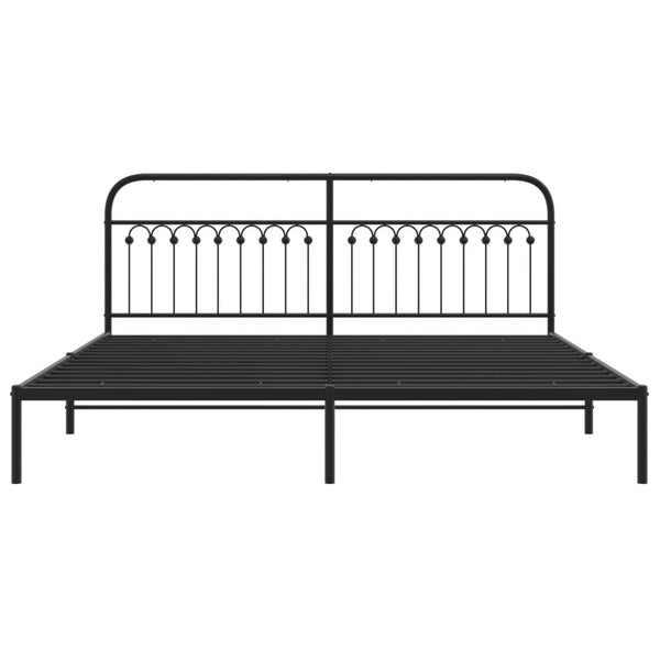Metallinen sängynrunko päädyllä musta 193x203 cm