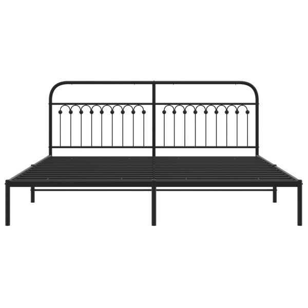 Metallinen sängynrunko päädyllä musta 200x200 cm
