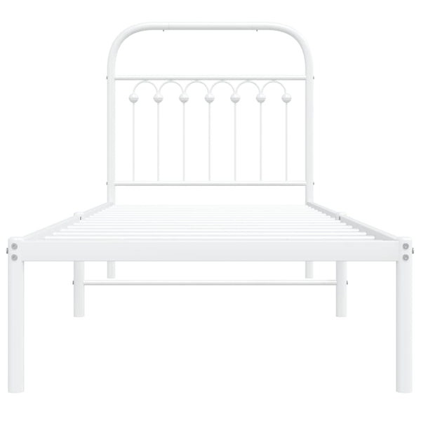 Metallinen sängynrunko päädyllä valkoinen 75x190 cm