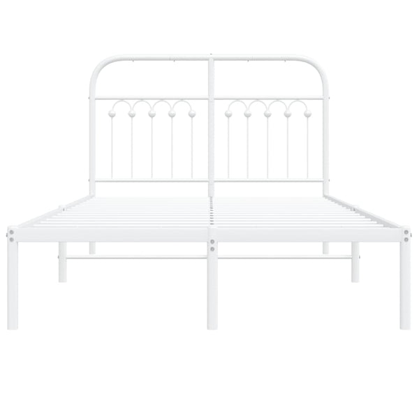 Metallinen sängynrunko päädyllä valkoinen 120x190 cm