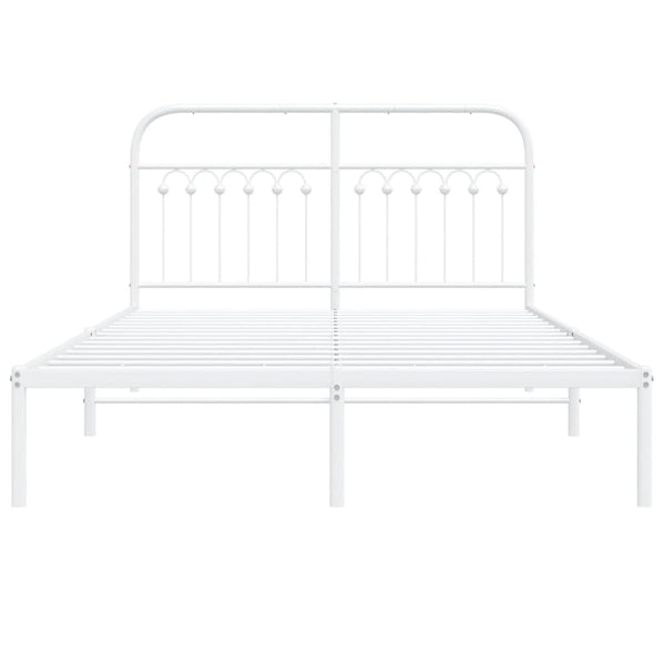 Metallinen sängynrunko päädyllä valkoinen 135x190 cm