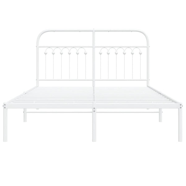 Metallinen sängynrunko päädyllä valkoinen 140x190 cm