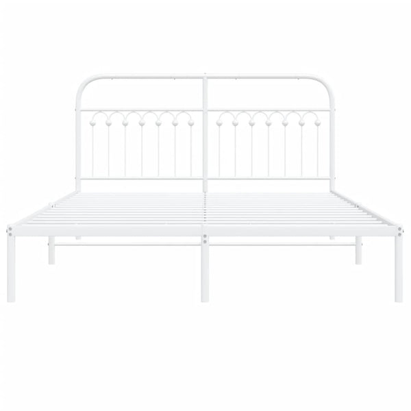 Metallinen sängynrunko päädyllä valkoinen 150x200 cm