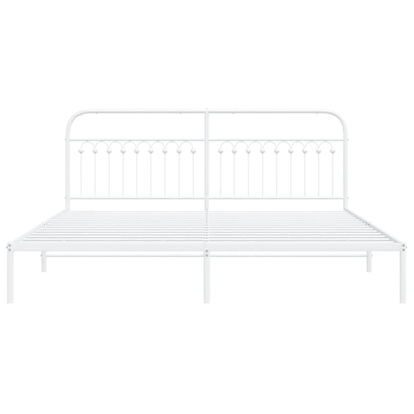 Metallinen sängynrunko päädyllä valkoinen 193x203 cm