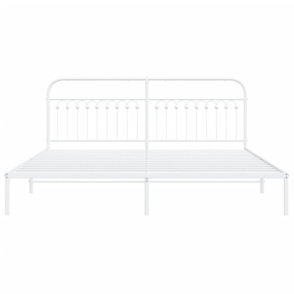 Metallinen sängynrunko päädyllä valkoinen 200x200 cm