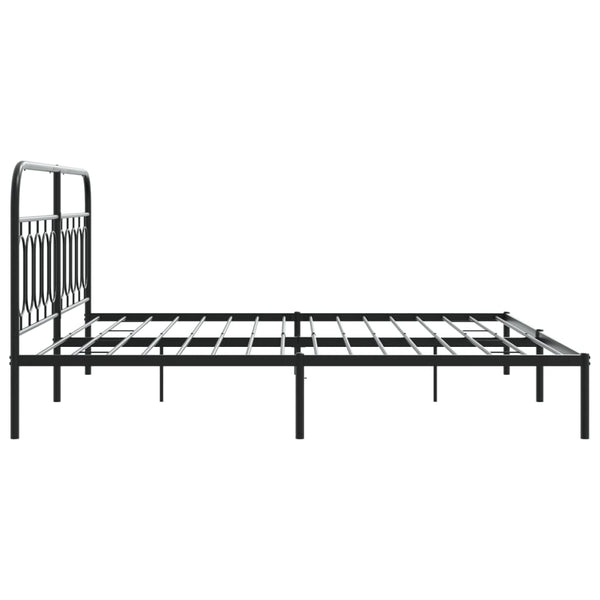 Metallinen sängynrunko päädyllä musta 200x200 cm