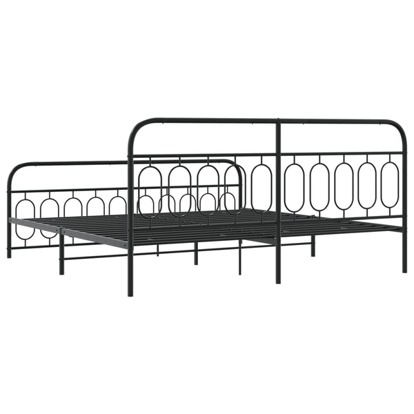 Metallinen sängynrunko päädyillä musta 200x200 cm