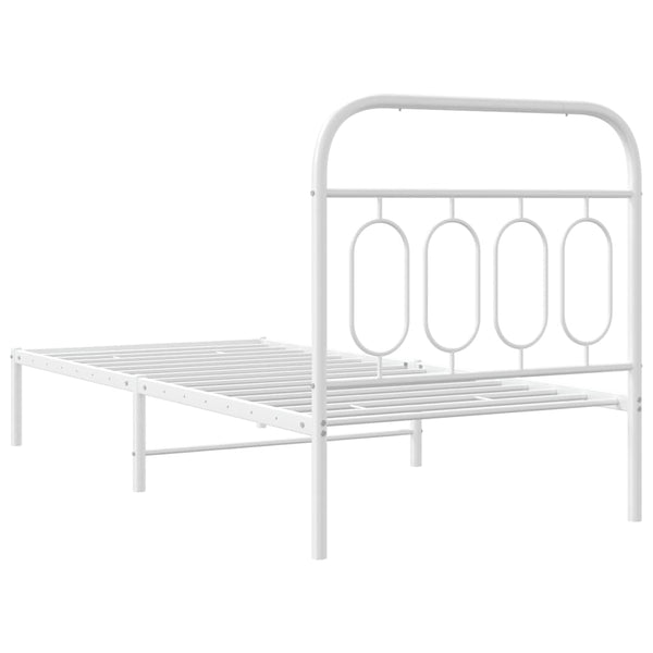 Metallinen sängynrunko päädyllä valkoinen 90x200 cm