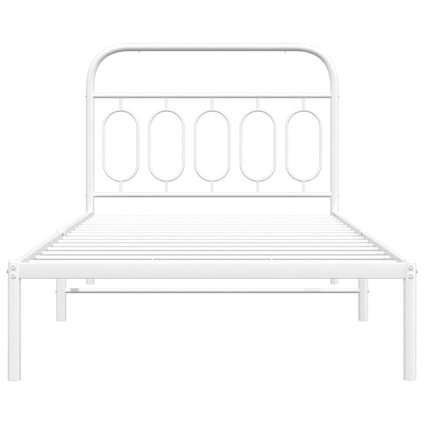 Metallinen sängynrunko päädyllä valkoinen 100x190 cm