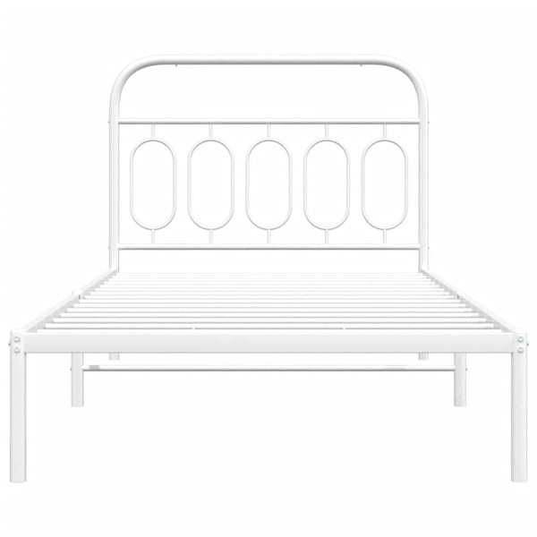 Metallinen sängynrunko päädyllä valkoinen 100x200 cm
