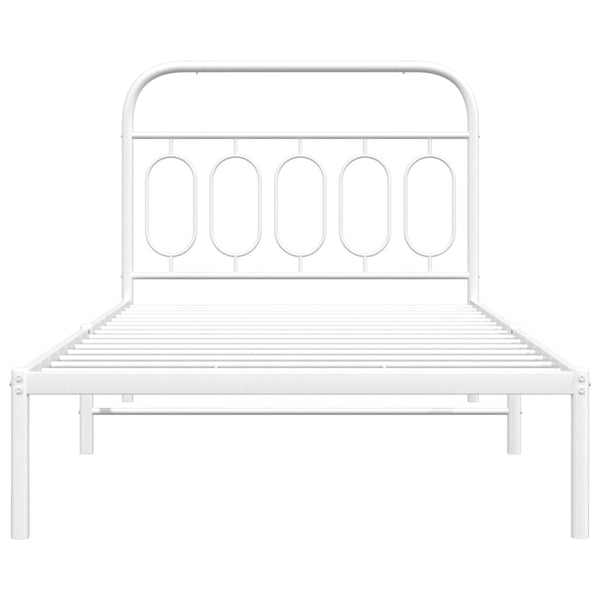 Metallinen sängynrunko päädyllä valkoinen 107x203 cm