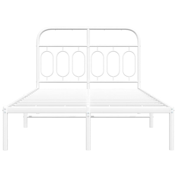 Metallinen sängynrunko päädyllä valkoinen 120x190 cm