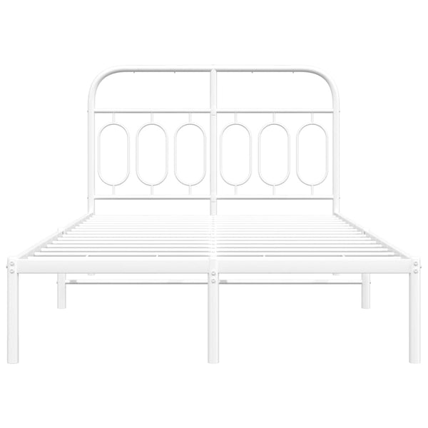 Metallinen sängynrunko päädyllä valkoinen 120x200 cm