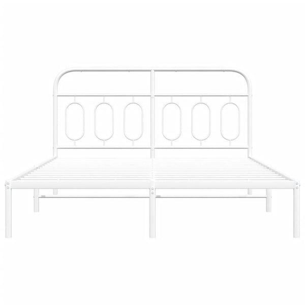 Metallinen sängynrunko päädyllä valkoinen 135x190 cm